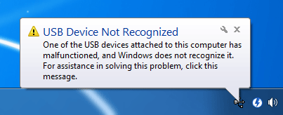 Usb Device Not Recognized