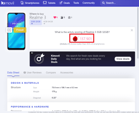 Skor Benchmark Realme3 15c9a