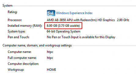 Ram Usable 64bit