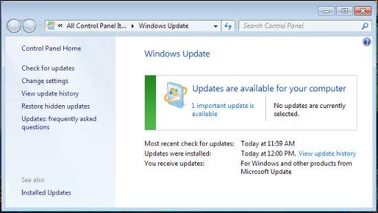 update otomatis untuk Windows