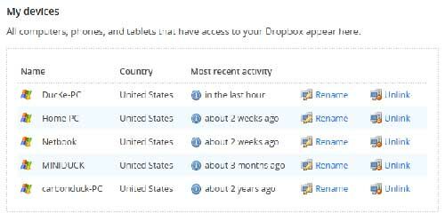 Dropbox Unlink Devices