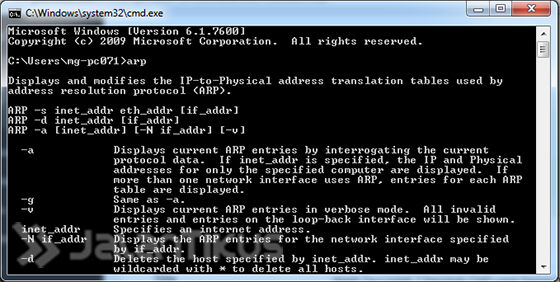 perintah cmd arp