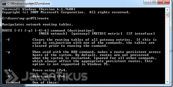 perintah cmd route 