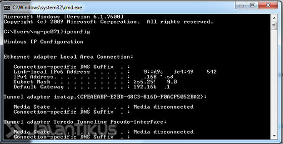 perintah cmd ipconfig