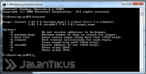 perintah cmd tracert