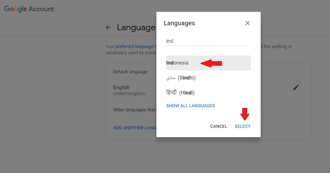 cara mengubah bahasa di aplikasi google