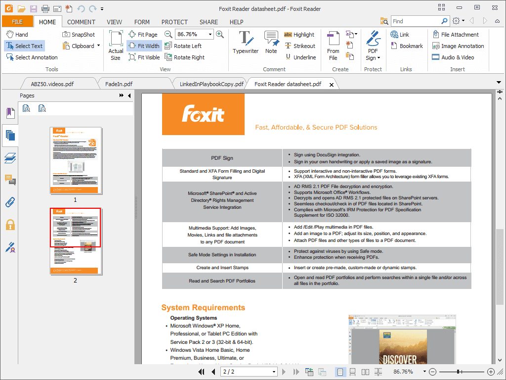 foxit pdf reader add ons