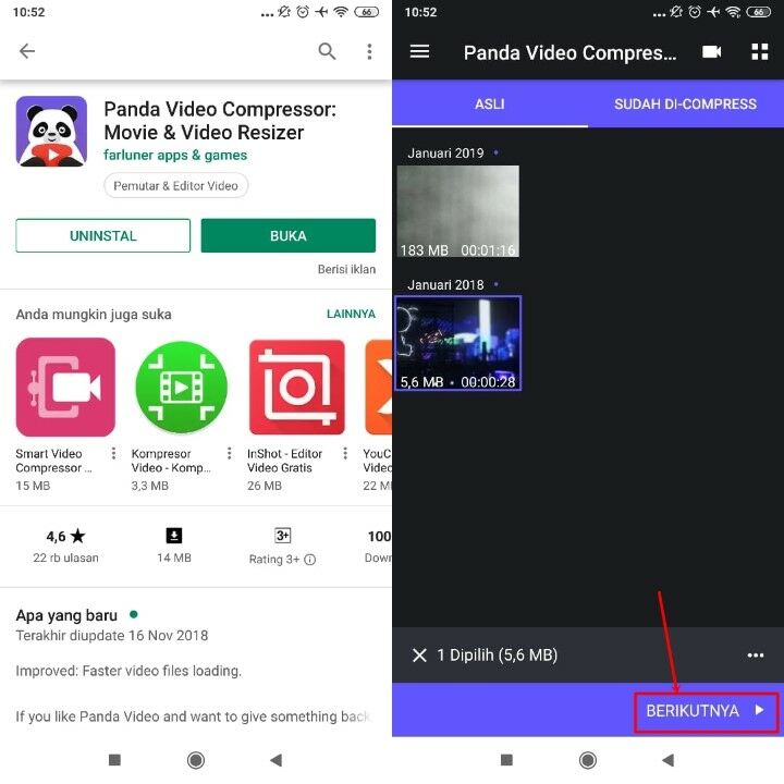 cara kompres video di android