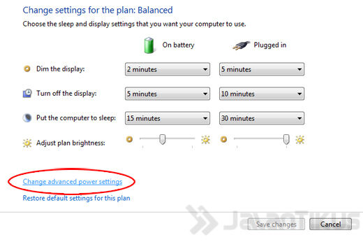 Change Advance Power Settings