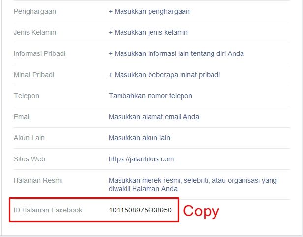 ID Halaman Facebook