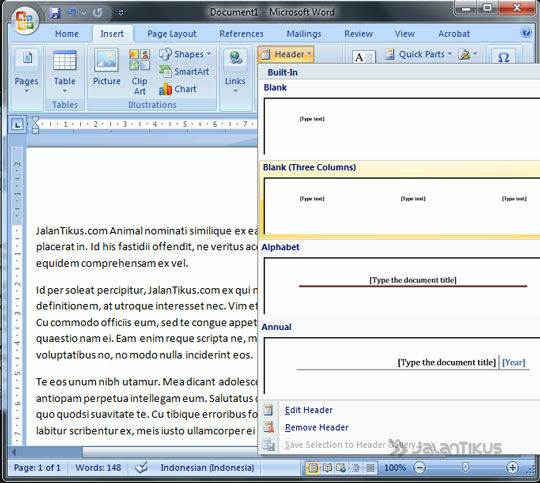 Cara Membuat Header Dan Footer Di Ms Word 2007 Jalantikus