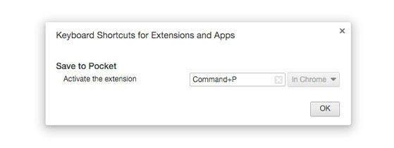 Kostomosasi Keyboard Shortcuts for Extensions