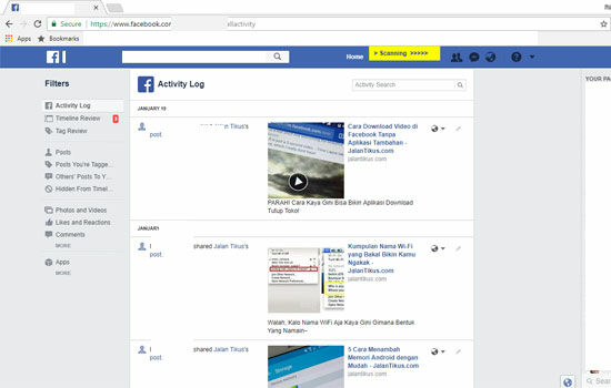 Cara Hapus Postingan Facebook Twitter 12