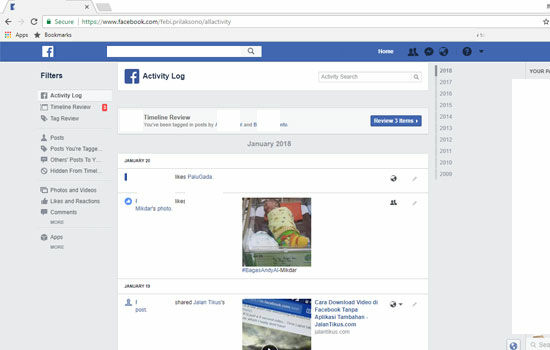 Cara Hapus Postingan Facebook Twitter 9