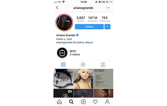 Akun Instagram Dengan Followers Terbanyak Ariana Grande F80ea