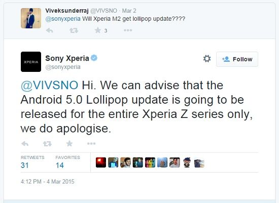 Tidak Ada Update Lollipop Untuk Sony Xperia Selain Seri Z 1