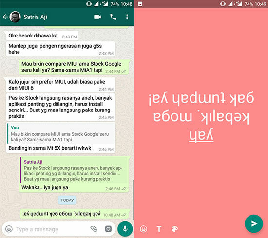 Cara Membuat Tulisan Terbalik Di Whatsapp
