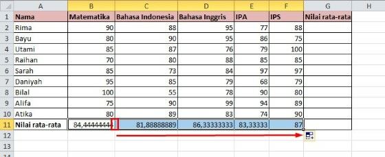Menghitung Rata Rata Pada Excel 40a6a