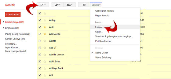 Ekspor Kontak Telepon