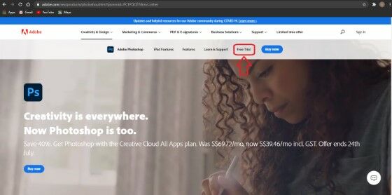 Cara Download Photoshop Gratis Di Laptop Pilih Opsi Free Trial 9be80