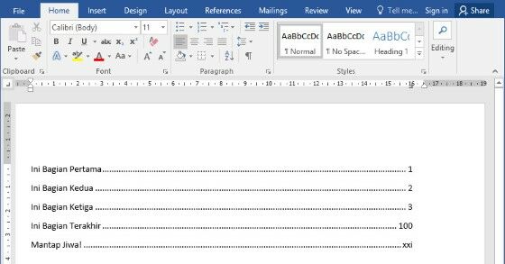 Cara Buat Titik titik Daftar Isi di Microsoft Word Semua Versi