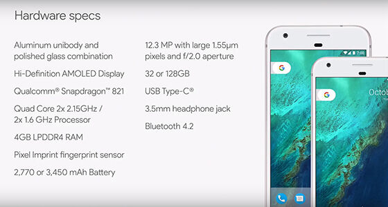 Spesifikasi Google Pixel Dan Pixel Xl
