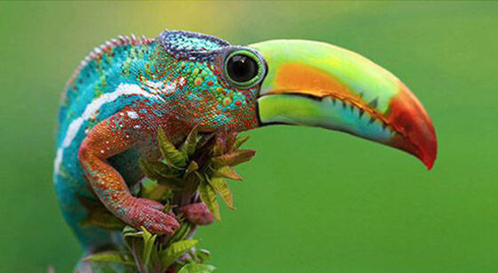 Toucameleon Foto Photoshop Unik Gabungan Hewan