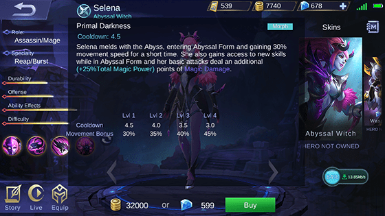 Skill 3 Selena Mobile Legends A Acbee