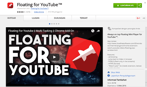 Tampilan Youtube Secara Pop Up 4