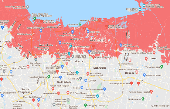 Peta Jakarta Tenggelam 2030 Fa342