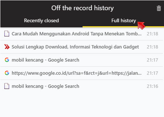 Menyimpan History Pada Incognito 4