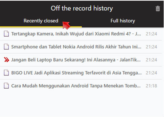 Menyimpan History Pada Incognito 5