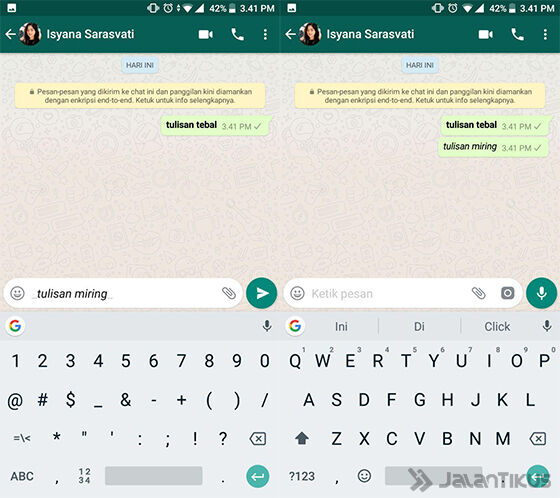 Cara Membuat Tulisan Italic di WhatsApp