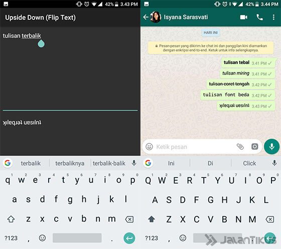 Cara Membuat Tulisan Terbalik di WhatsApp