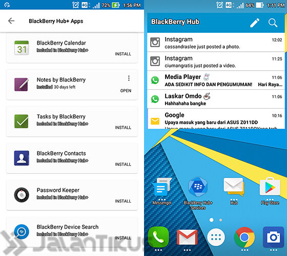 Blackberry Hub Android Tampilan