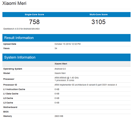 Xiaomi Meri Geekbench