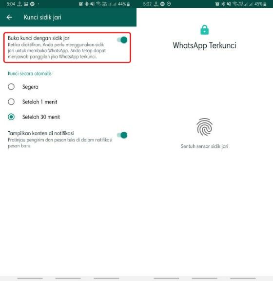 Mengaktifkan Fitur Fingerprint Whatsapp 6 D8752