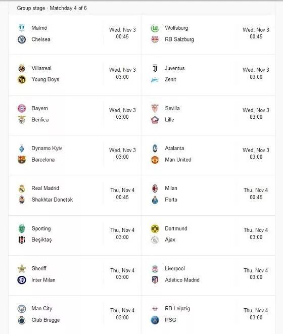 Jadwal Liga Champion Terbaru 5d445