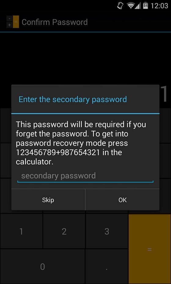 Input Recovery Password Smart Hide Calculator Ae166