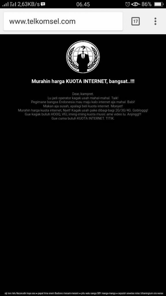 Website Telkomsel Dihack