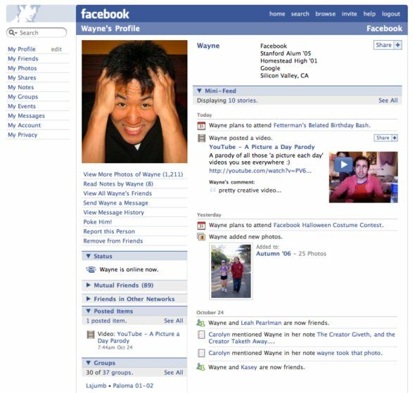 Sejarah Tampilan Facebook Tahun 2006