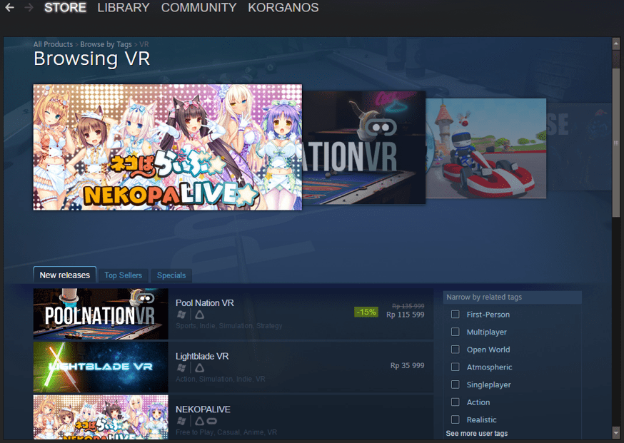 banyak sekali game VR di Steam