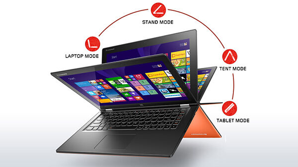 Lenovo Laptop Convertible Yoga 2 13 Inch Orange Front Modes 1