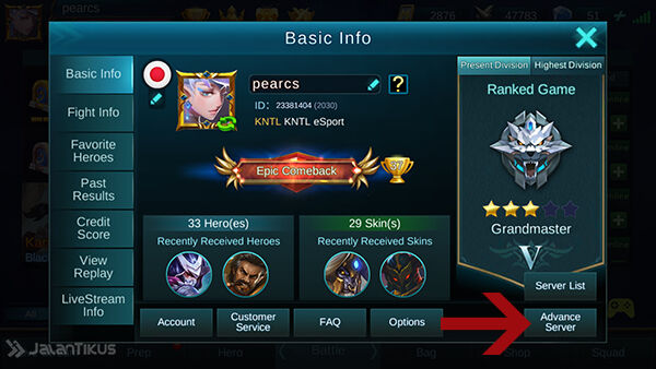 How to Change Mobile Legends Server to Advance Server