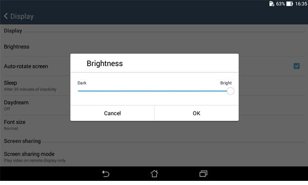 Asus Fonepad7 Brightness
