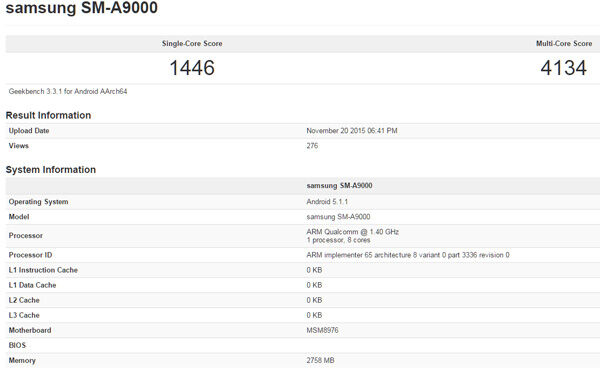 Benchmark Samsung Galaxy A9 2