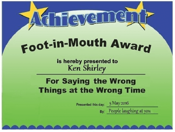 foot in mouth award
