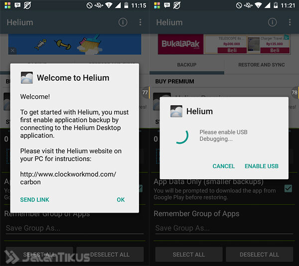 Cara Backup Aplikasi Menggunakan Helium4