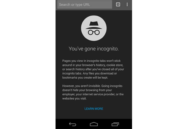 Incognito Mode Android E396c