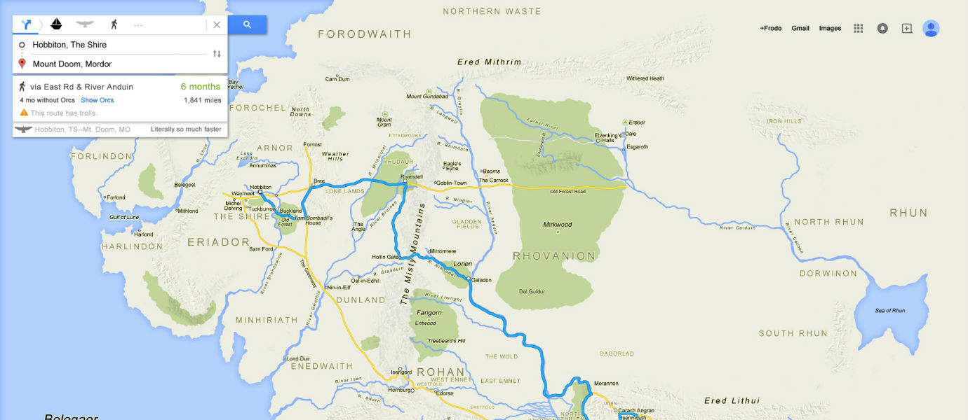 Bagaimana Jadinya Peta Lord of the Rings Ditampilkan Dalam Format Google Maps?